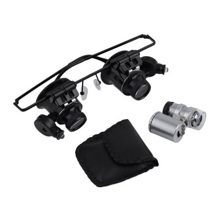 Upgraded New 60x Magnifying Eye Glasses Jeweler Jewelry Loupe Loop LED Light & Magnifier, Black