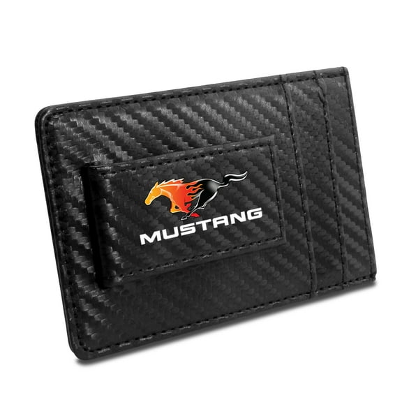 Ford Mustang Flame Pony Black Carbon Fiber RFID Card Holder Wallet