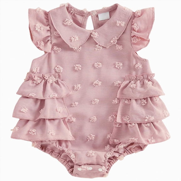 Baby Onesies Girl Newborn Outfits Baby Girl Clothes Summer Fly Sleeve Floral Embroidery Romper Ruffle Bodysuit Jumpsuit One-Piece