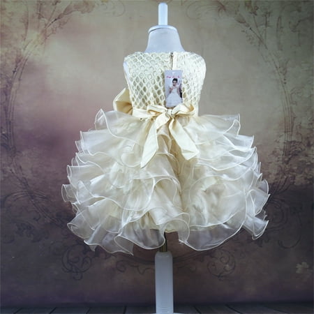 

PEASKJP Princess Dresses for Girls Toddler Girls Chiffon Boho Ruffle Flowy Sleeveless Bowknot Tulle Dress Sundress Girls Dress Gold 0-6 Months
