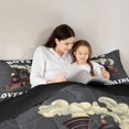 thumbnail image 4 of jejeloiu Boys Loves Trains Bedding Comforter Set 7pcs,Construction Vehicles Queen Bedding Sets,Black White Queen Sheet Sets For Teens,Super Cozy Room Decor Reversible, 4 of 8
