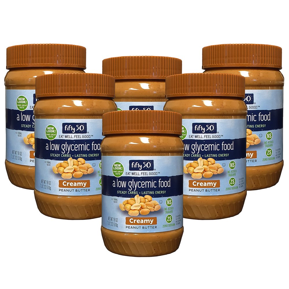 Fifty50 LowGlycemic Peanut Butter, 18 oz (Pack of 6)