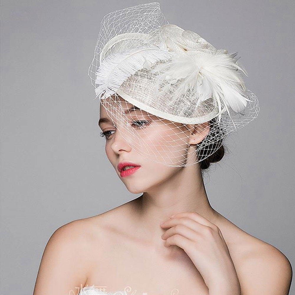 LYUMO Wedding Hat,Bride Women Hat Wedding Party Lace Veils Formal Hats ...