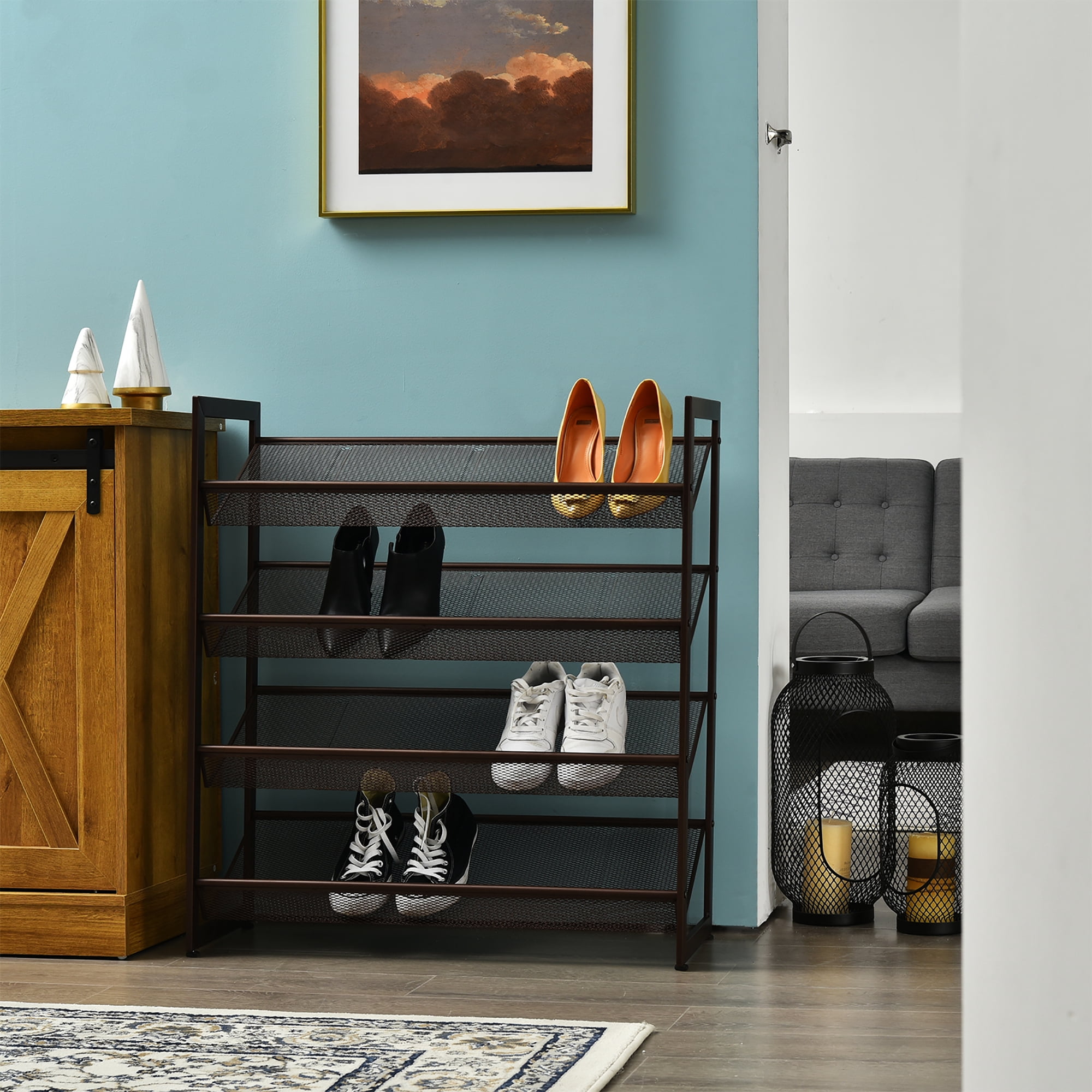 Costway 4-Tier Shoe Rack Adjustable to Flat Slant Shoe Organizer Holder Stand