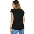 thumbnail image 6 of Basic Bae Bamboo Notched Ruffled T Shirt Women’s Short Sleeve Soft Stylish Eco Friendly Top, 6 of 10