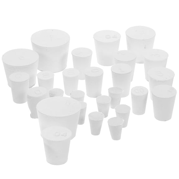 BESTYASH 26Pcs White Rubber Plugs with Hole for Laboratory Test Tube and Flask Sealing