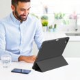 thumbnail image 7 of Soft TPU Tri-Fold Flip Cover for iPad Air 13" M2/M3/M4 / iPad Pro 12.9" 4/5/6 Gen, Slim Smart Case with Apple Pencil Slot Auto Sleep Wake, Black, 7 of 7