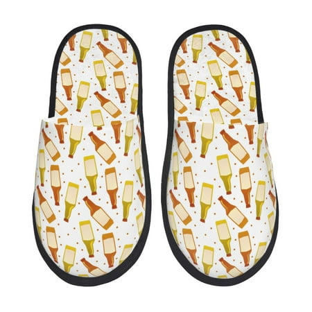 Balery Beer Bottles Slient Indoor Furry Fleece Comfort House Shoes Soft Non-Slip Home Shoes Cotton slippers House Slippers-- Medium