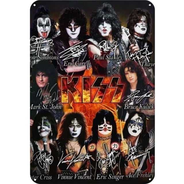 Placa Metal Vintage KISS Band Pintura Hierro Rectangular Del Pared 30x40cm