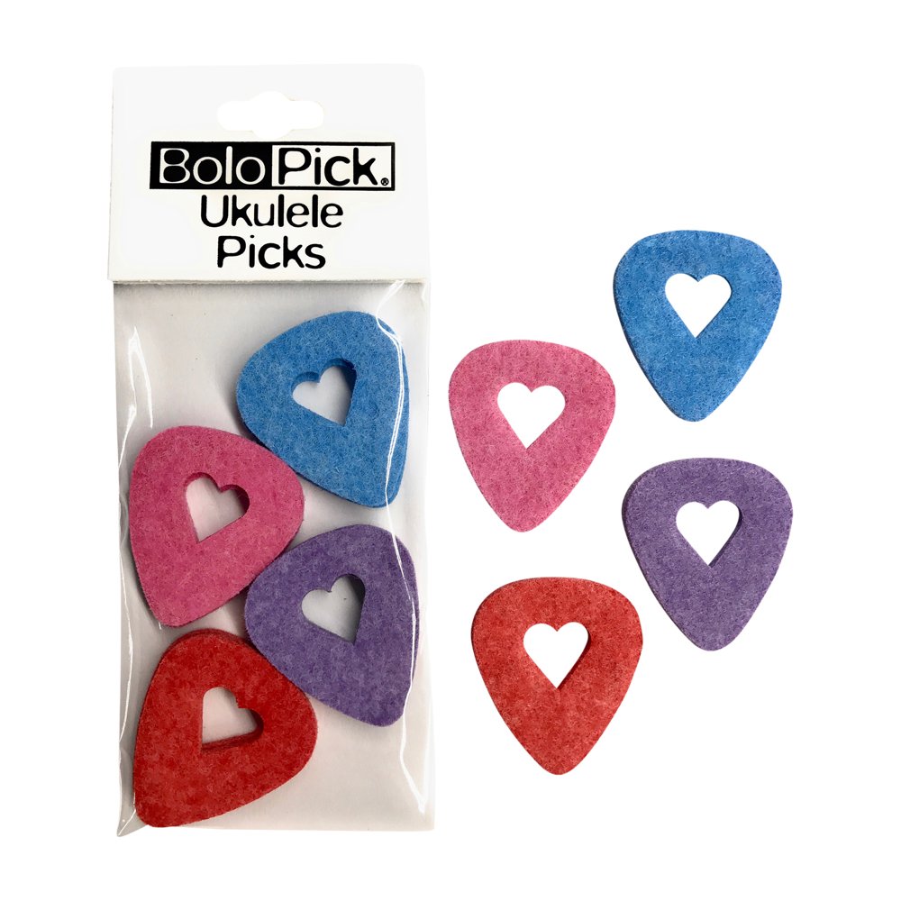BoloPick Felt Ukulele Picks, with Easy to Hold Heart Shape Cutout, 8 Pack, Multicolor Walmart
