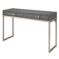 thumbnail image 2 of J&D Designs Kain 2-Drawer Faux Leather & Iron Console Table in Gray/Champagne, 2 of 3