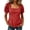 Red, variant on Women's Short Sleeve Summer Casual Solid Bubble Sleeve U Neck Top