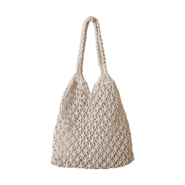 Cotton Crochet Shoulder Bag - Handmade Boho Purse for Summer Outings & Casual Use