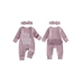 thumbnail image 3 of RUINIXCW Preemie/Newborn/Baby Girl Outfits Letter Embroidery Crew Neck Long Sleeve Romper and Bow Headband 2 Pcs Set for Fall, 3 of 9