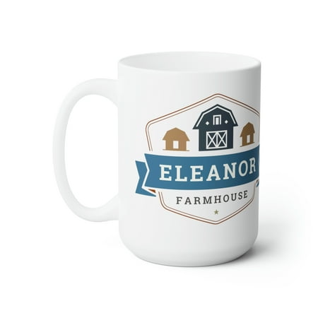 

Esthetic Clear | Eleanor Individually Personalized Farmhouse Coffee Mug | White Ceramic 15oz Coffee Cup