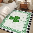 thumbnail image 4 of 3'x5' Rug for Living Room Bedroom, St. Patrick's Day Washable Area Rugs Non-Slip Carpet Mats, Spring Green Shamrock Black White Plaid Indoor Low Pile Area Rug Runner for Kitchen, Mudroom, 4 of 8