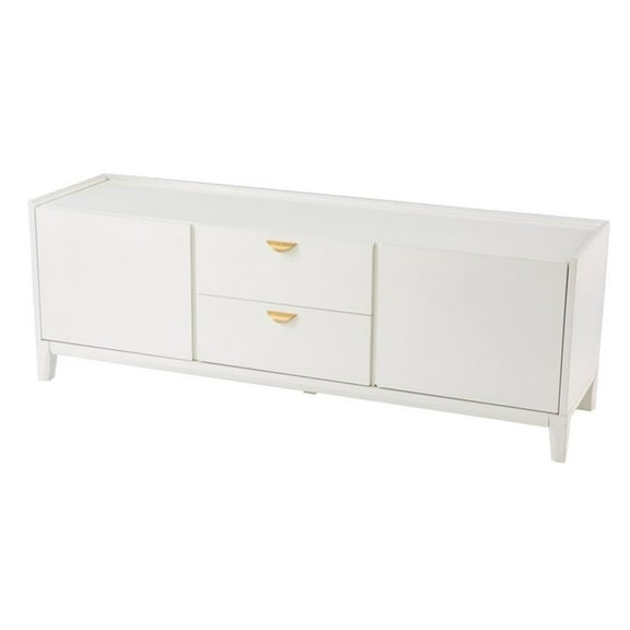 Maklaine Transitional Engineered Wood Storage Media Cabinet in White