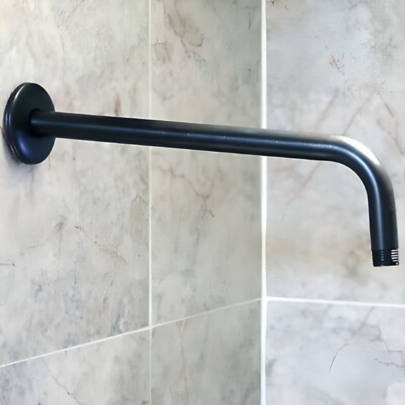 HIBIBUD 12 inch Shower Arm,Shower Bathroom Wall Mounted Shower Arm Head Extension Pipe,Black