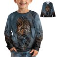 thumbnail image 5 of Boys Tshirts Child Boys Cheetah Crew Neck Long Sleeve T Shirt Cartoon Graphic Casual Top, 5 of 7
