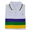 Adult 2X XXL Mardi Gras Rugby White Purple Green Yellow Knit SS Shirt