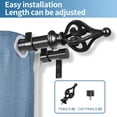 thumbnail image 3 of Urbanest Adjustable Double Curtain Rod Set Portia Manhattan Finials – 1″ Front & 3/4″ Back Rod With Black Rod, 84–120 Inches, 3 of 6