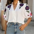 thumbnail image 6 of Youyipin Womens Tops Shirts For Women Embroidered Tops Traditional Blouse Floral Tunic V Neck Short Sleeve T Shirt Summer Tops For Women, 6 of 7