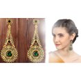 thumbnail image 3 of Sunsoul by Touchstone Indian Bollywood Rhinestone / faux green Emerald designer jewelry earrings for women in antique gold tone, 3 of 3