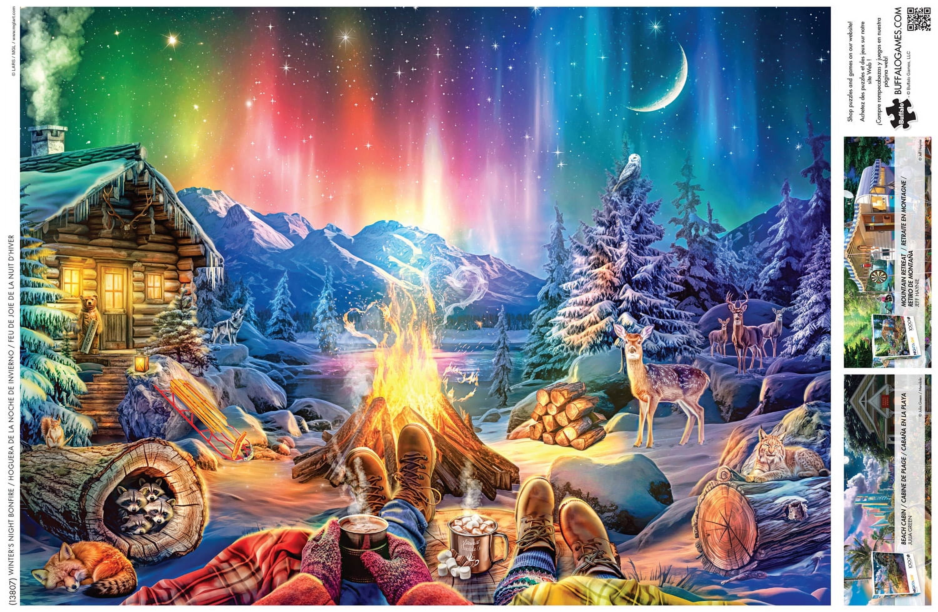 Buffalo Games 1000-Piece Night & Day Winter's Night Bonfire Adult Interlocking Jigsaw Puzzle