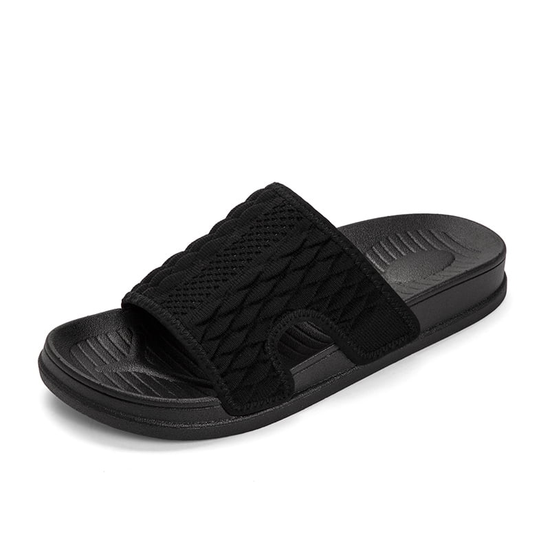 Lopsie Men's Comfort Open Toe Slide Sandals Lightweight Outdoor Anti Skid Rubber Sole Black Sizes 6.5to 9, Size: 7.5