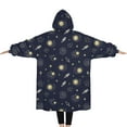 thumbnail image 2 of Oversized Wearable Blanket Hoodie,Dark Blue Moon Pattern Sherpa Blanket Hoodie with Super Pockets,Super Warm Fuzzy Pullover for Women & Men, 2 of 6