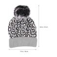thumbnail image 2 of Woolen Hat Woman Leopard Beanie Hat with Fur Pom Warm Knitted Winter Hat, 2 of 5