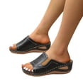 thumbnail image 3 of asddcavvf Ladies Fashion Solid Color Leather Open Toe Wedge Heel Platform Casual Sandals, 3 of 9