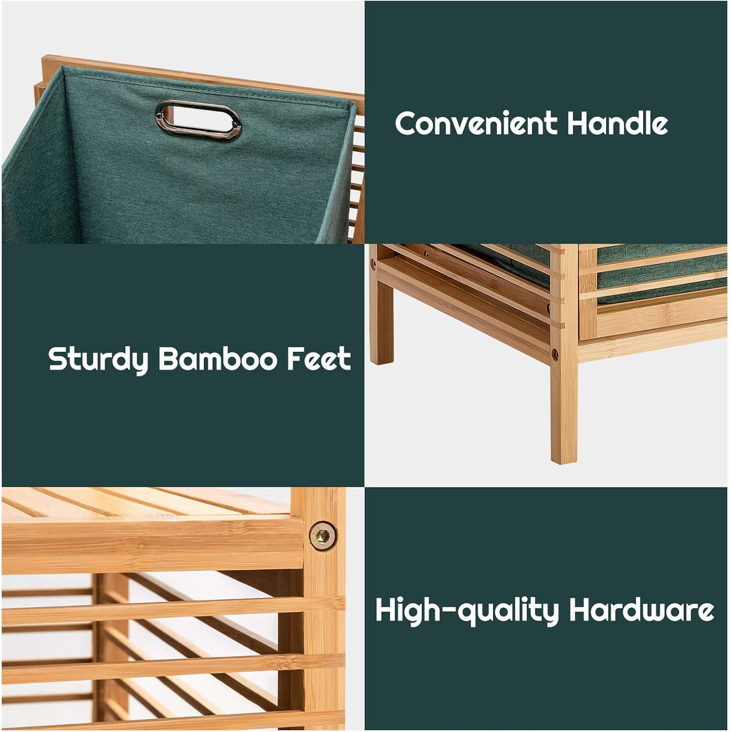 Favory Laundry Hamper Tilt-Out Laundry Linen Hamper Bamboo Freestanding Clothes Basket W/Shelf & Removable Liner, Storage Laundry Shelf for Bathroom Living Room Bedroom, Natural