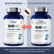 1MD Nutrition KrillMD - Antarctic Krill Oil Omega 3 Supplement with Astaxanthin, EPA, DHA | 2X More Effective Than Fish Oil | 60 Lemon-Coated Softgels