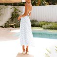 thumbnail image 4 of Ovzne Robes pour Femmes Robe d'Été Mode Imprimé Floral Aguichant Sans Manches Épaules Dénudées Bretelles Réglables Taille Élastique Robe de Printemps Imprimée Liquidation, 4 of 7