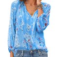 thumbnail image 1 of Hauts de Plage Décontractés à Manches 3/4 Florales pour Femmes, Col en V, Grande Taille, 1 of 3