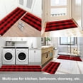 thumbnail image 6 of 2 Pieces Buffalo Plaid Check Rug Set Water Absorb Non-Slip Kitchen Rug Bathroom Mat Checkered Doormat Carpet for Laundry (17"x48"+17"x24", Black&Red), 6 of 6