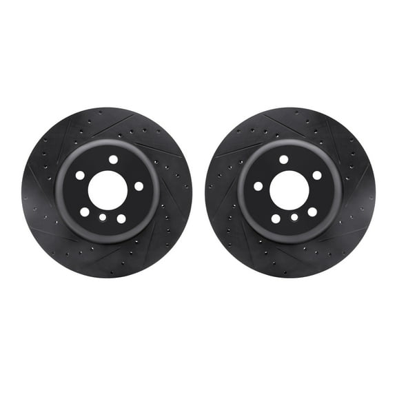 Dynamic Friction Company Rear Brake Rotors-Drilled and Slotted-Black 8002-31086