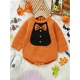 thumbnail image 3 of Nygoyerh Baby Girls Boys Sweater Romper Bowtie Embroidery Bodysuits Long Sleeves Crew Neck Sweatshirt Infant Clothing for Fall 1M 3M 6M 9M 12M 18M, 3 of 9