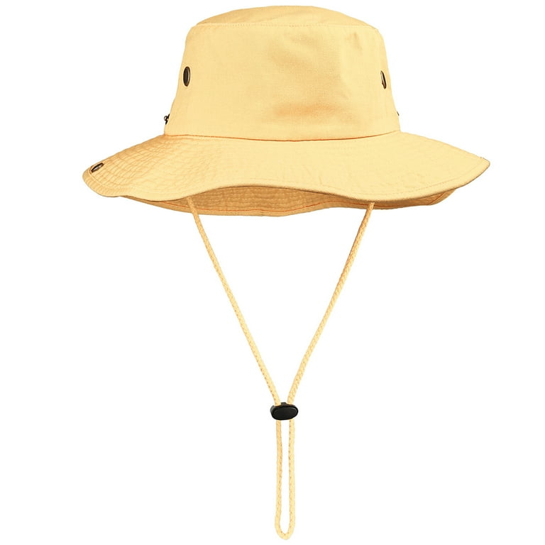 Wide Brim Hiking Fishing Safari Boonie Bucket Hats 100% Cotton UV Sun  Protection For Men Women Outdoor Activities L/XL Yellow 