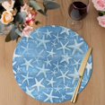 thumbnail image 3 of Sea Starfish Round 15 Inch Placemats Set of 8, Watercolor Ocean Starfish Summer Blue HeatResistant Non Slip Place Mats for Dining Table, Wipeable Braided Kitchen Table Mats for Housewarming, 3 of 9