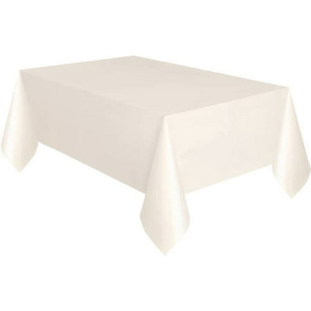 Ivory Plastic Party Tablecloth, 108" x 54"