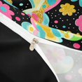 thumbnail image 4 of Erosebridal Colorful Rabbit Duvet Cover Set for Kids, Groovy Daisy Floral Bedding Full, Black Reversible, 3pcs 1 Duvet Cover and 2 Pillowcases, No Comforter, 4 of 6