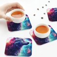 thumbnail image 7 of Honeii Starry Multicolored Wolf Print Leather Coaster Set of 6, Ideal for Safeguarding Your Furniture from Drinks Spills and Effortless Cleanup,Square, 7 of 7
