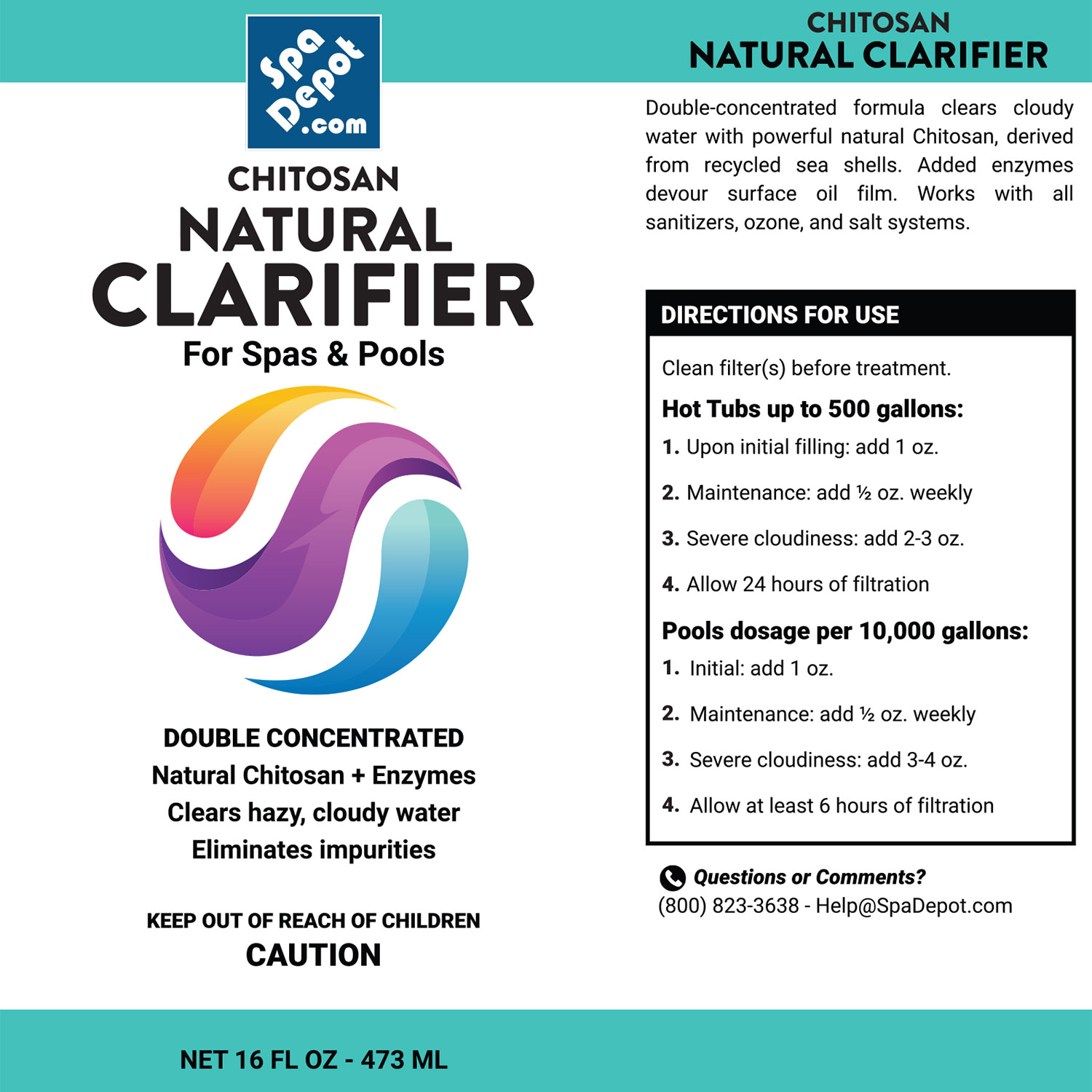 Chitosan Natural Spa & Pool Clarifier with Enzymes –