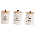 thumbnail image 1 of Lipstore 3 Pieces Coffee Sugar Tea Storage Jars Multifunction Sturdy with Bamboo Lids Beige, 1 of 8