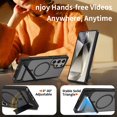 thumbnail image 3 of Dteck Magnetic Case for Samsung Galaxy S25 Ultra,Shockproof TPU+PC Anti-Slip Compatible with Mag Safe Case Adjustable Kickstand Frosted Translucent Matte Phone Cover,Black, 3 of 6