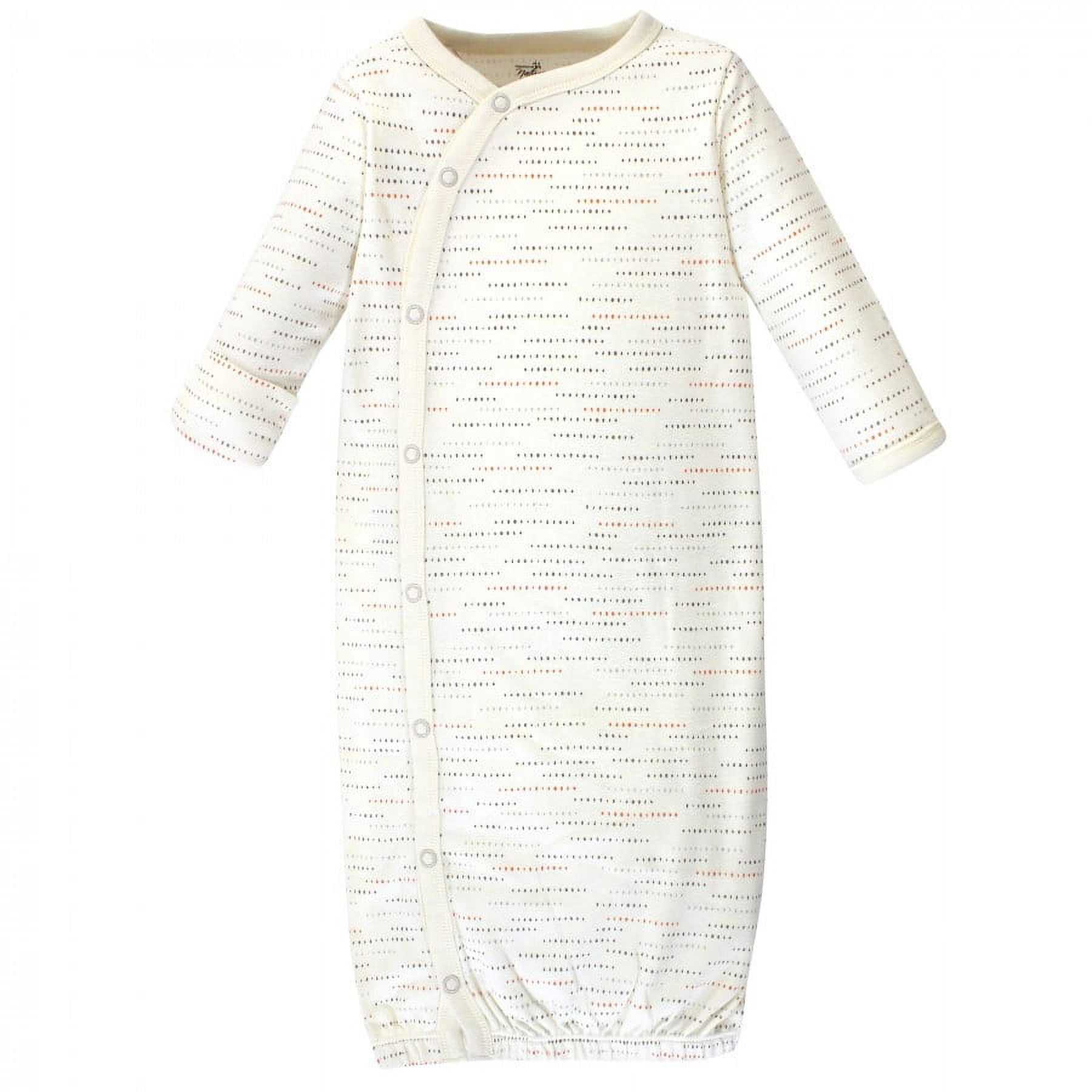 Touched by Nature Baby Boy Organic Cotton Side-Closure Snap Long-Sleeve Gowns 3pk, Boho Fox, Preemie