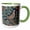 Green/White, variant on 3drose, Pigeon Dove Bird William Morris Style Botanical Red Green Woodland, 15oz Two-tone Black Mug