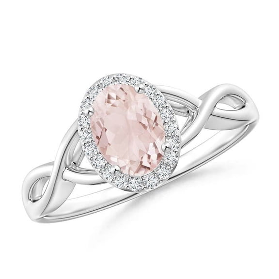 ANGARA Natural Oval Morganite Infinity Ring with Diamond Halo in 925 Sterling Silver for Women | Birthday, Anniversary, Jewelry Gift for Women | Natural Morganite Ring